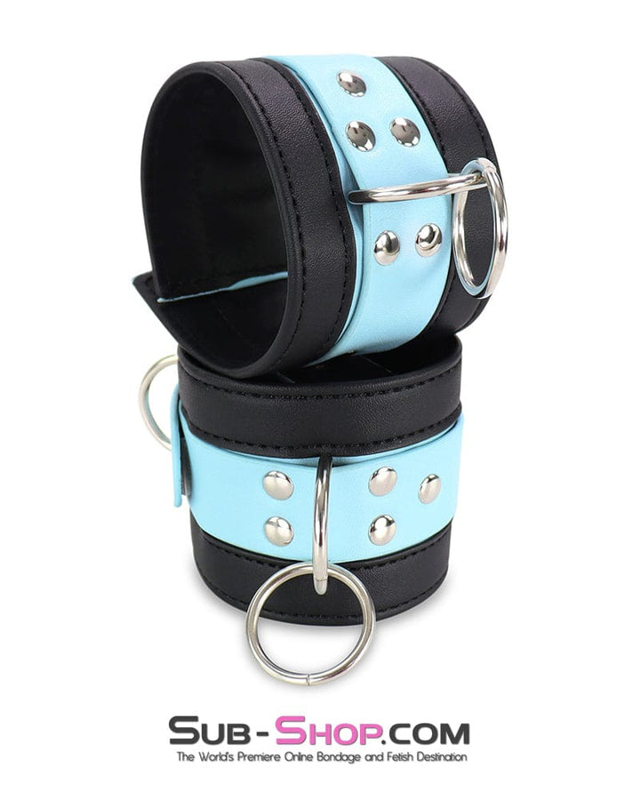 Cuffs 4789DL      Diamond Blue Strap Black Wrist Bondage Cuffs