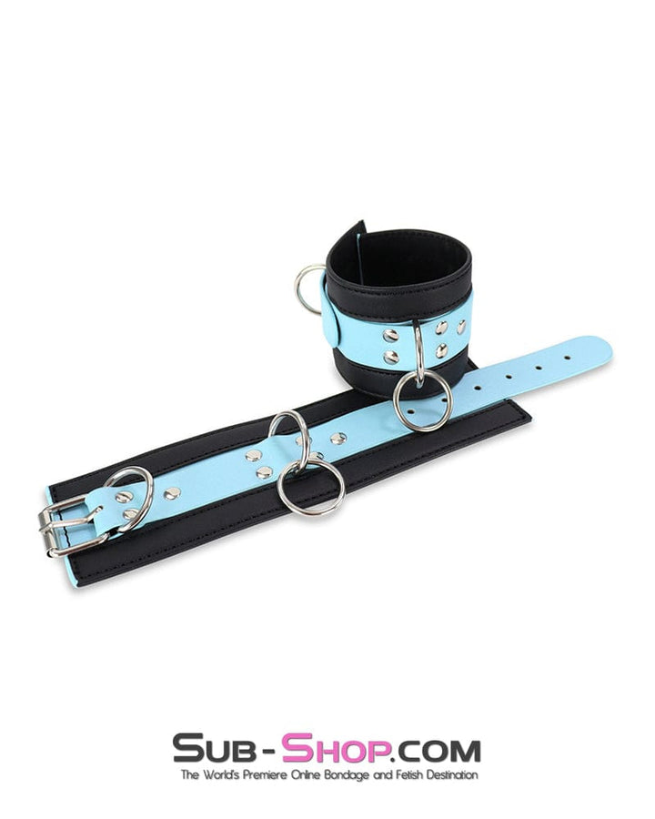 Cuffs 4789DL      Diamond Blue Strap Black Wrist Bondage Cuffs