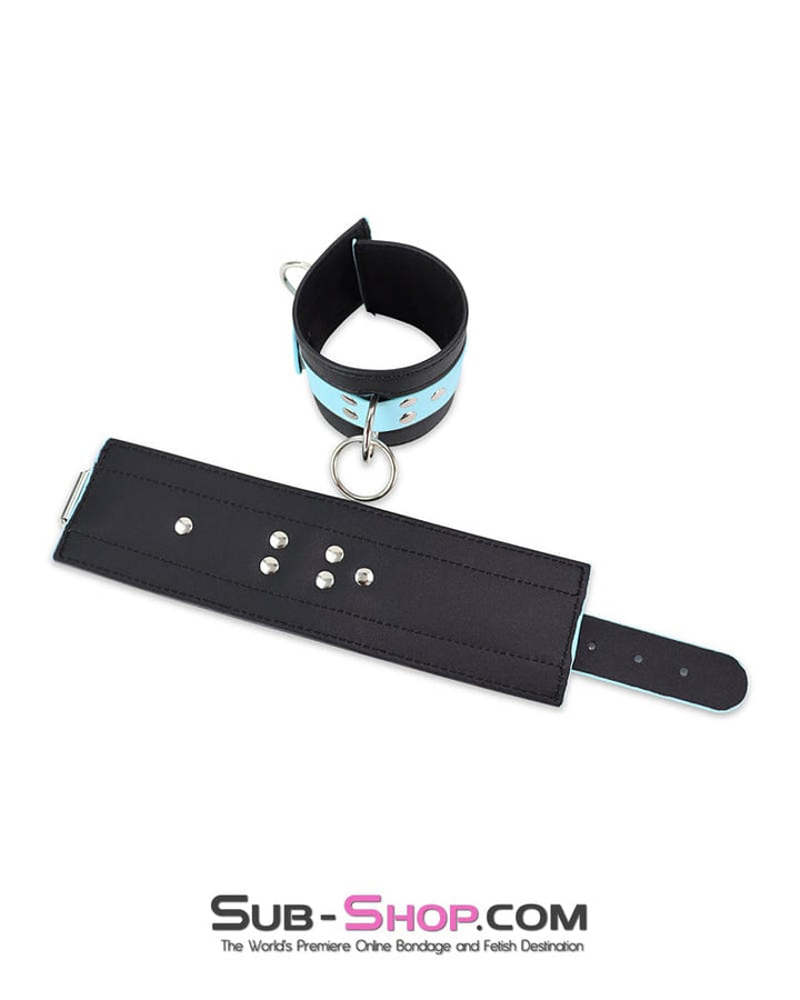 Cuffs 4789DL      Diamond Blue Strap Black Wrist Bondage Cuffs