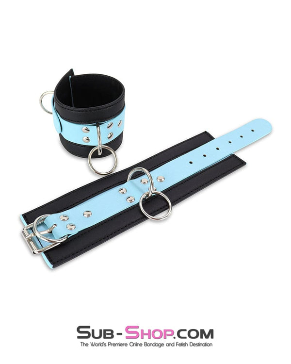 Cuffs 4789DL      Diamond Blue Strap Black Wrist Bondage Cuffs