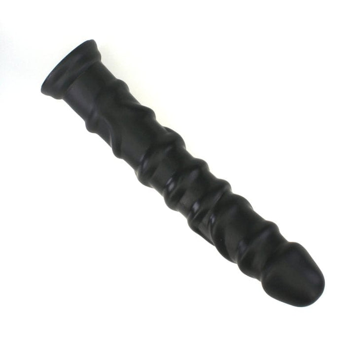 Dildo 0268M  Foot Long Really Big Ribbed Black Suction Cup Dildo