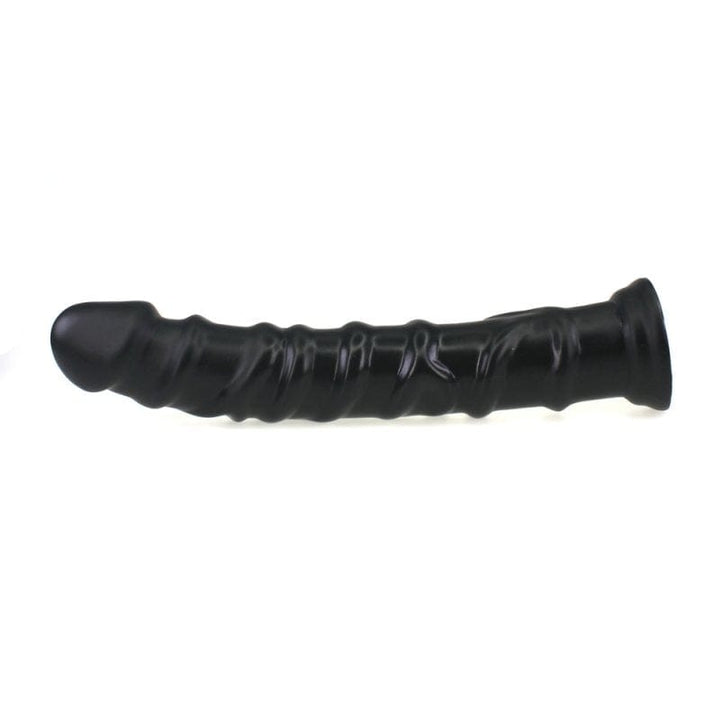 Dildo 0268M  Foot Long Really Big Ribbed Black Suction Cup Dildo