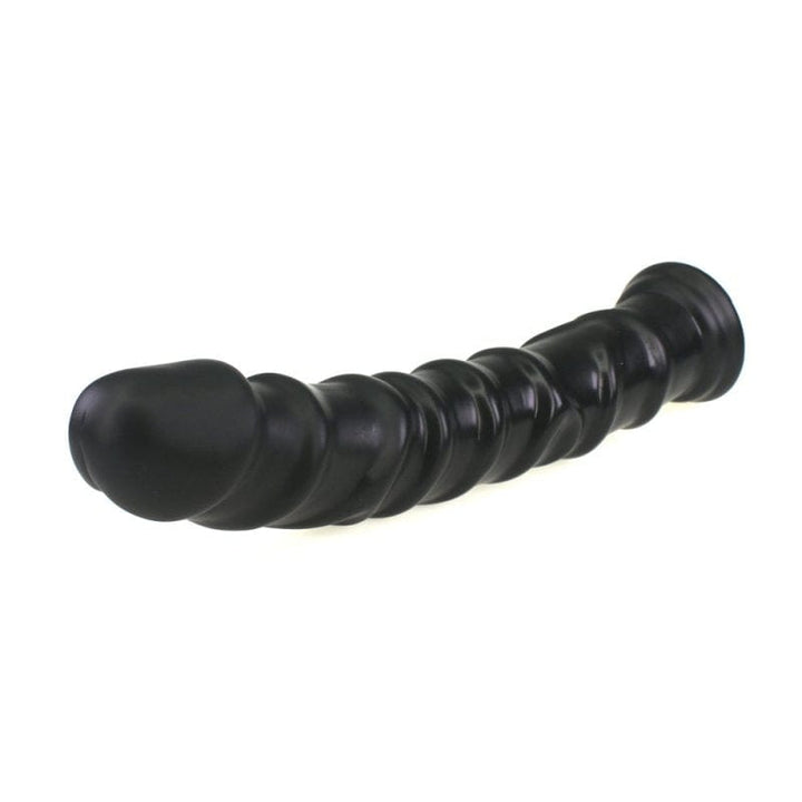 Dildo 0268M  Foot Long Really Big Ribbed Black Suction Cup Dildo