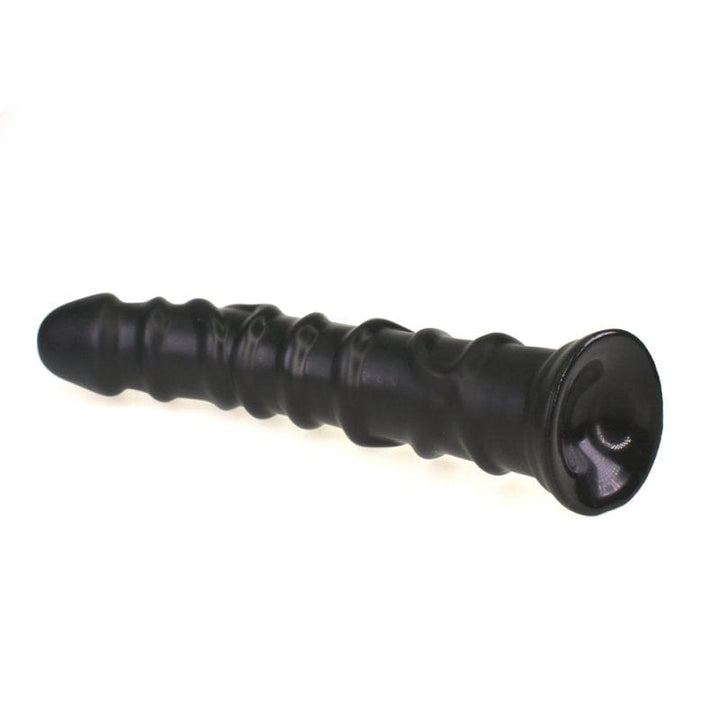 Dildo 0268M  Foot Long Really Big Ribbed Black Suction Cup Dildo