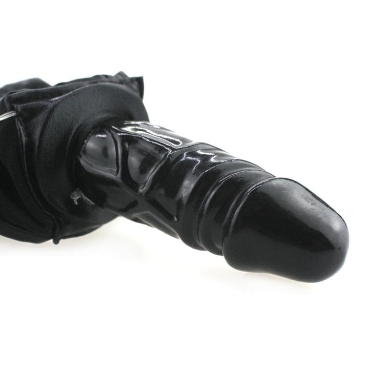 Dildo Panties 0436M  Faux Leather Vibrating Dildo Panties