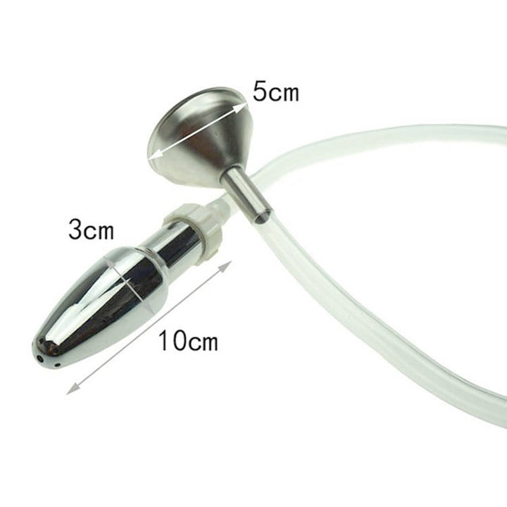 enema 0519M  Steel Enema Butt Plug with Hose and Funnel Tip