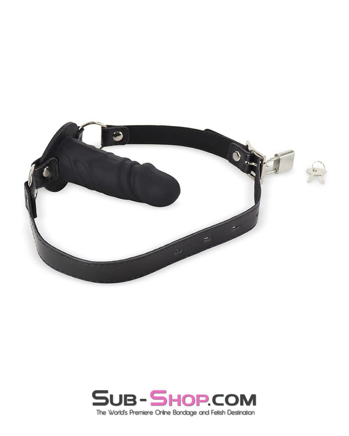 Gags 1521DL-4"      Black Silicone Penis Gag on O-Rings Straps, 4" Gag