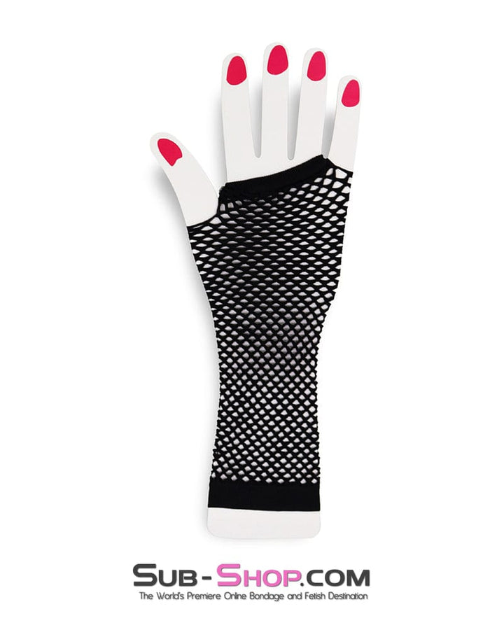 Gloves 0388M  Fishnet Fingerless Fantasy Cosplay Gloves, Black
