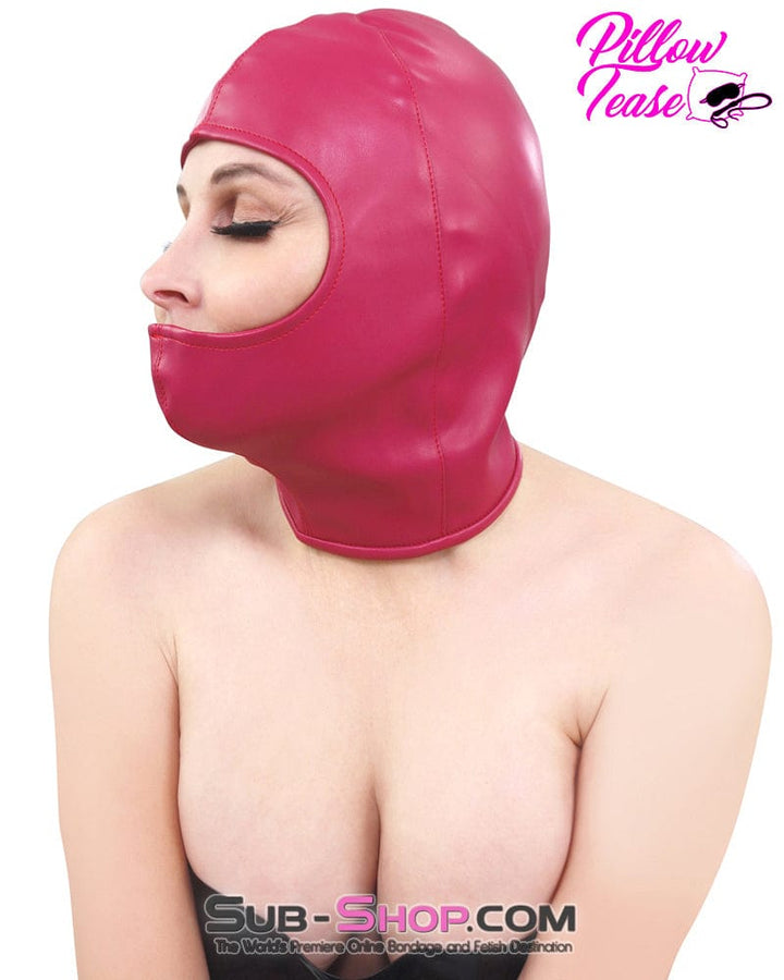 Hoods 1520DL      Pink Gwen Style Open Eyes and Nose Zippered Bondage Hood
