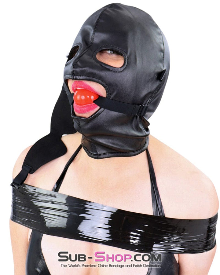 Hoods 1833DL  Soft Lacing Hood with Removeable Blindfold and Ball Gag