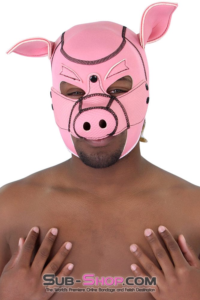 Hoods 7784M      Serve Me Pig Bondage Hood with Snap Off Nose
