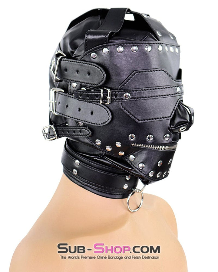 Hoods 9847DL  Ultimate Surrender Zipper Mouth Slave Hood with Padlocks & Blindfold