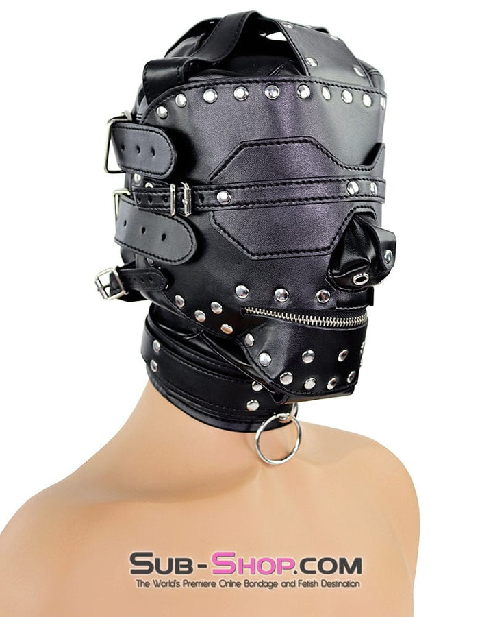 Hoods 9847DL  Ultimate Surrender Zipper Mouth Slave Hood with Padlocks & Blindfold
