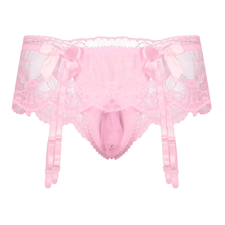 Lingerie 6835AE      Female Domination Hussy Sissy Boi Garter Belt Thong with Pouch