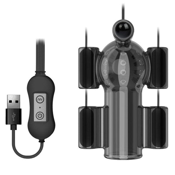 Masturbator 0341M  20 Function Penis Trainer Masturbator Sleeve with 5 USB Vibrating Bullets