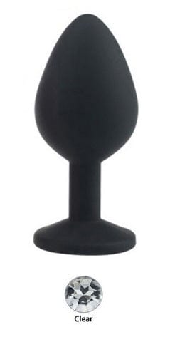 MEGA Deal 0497AE    Black Silicone Mini Anal Plug with Rhinestone Crystal Base  - LAST CHANCE - Final Closeout!