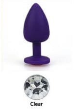 MEGA Deal 0523AE  Soft Silicone Butt Plug, Medium Purple Plug, Rhinestone Crystal  - LAST CHANCE - Final Closeout!