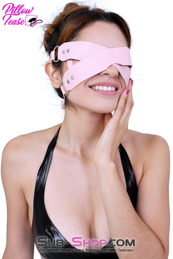MEGA Deal 7833DL      Pink Criss Cross Vegan Leather Blindfold - MEGA Deal