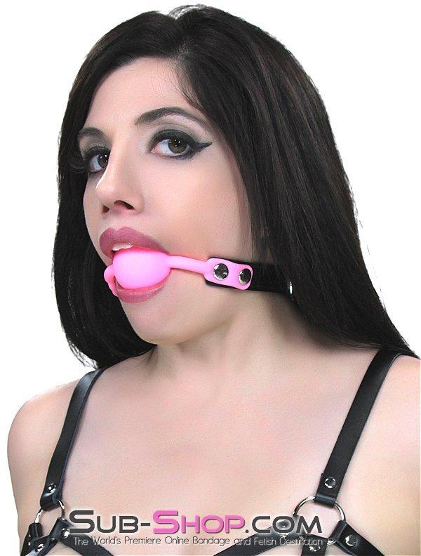 Sissy 0835M-SIS      Pretty Sissy Boy Bondage Slave Locking Sissy Hypnosis Small Riveted Rubber Ballgag, Pink Ball