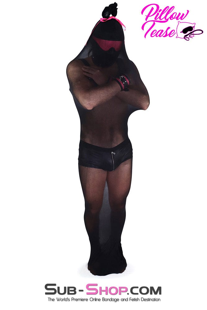 Sissy 1490DL-SIS      Sissy Bondage Black Sheer Encasement Silk Stocking Full Body Sack