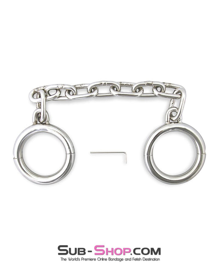Sissy 7142M-SIS      Sissy Slave Heavy Bondage Stainless Steel Ankle Manacles, Small / Medium
