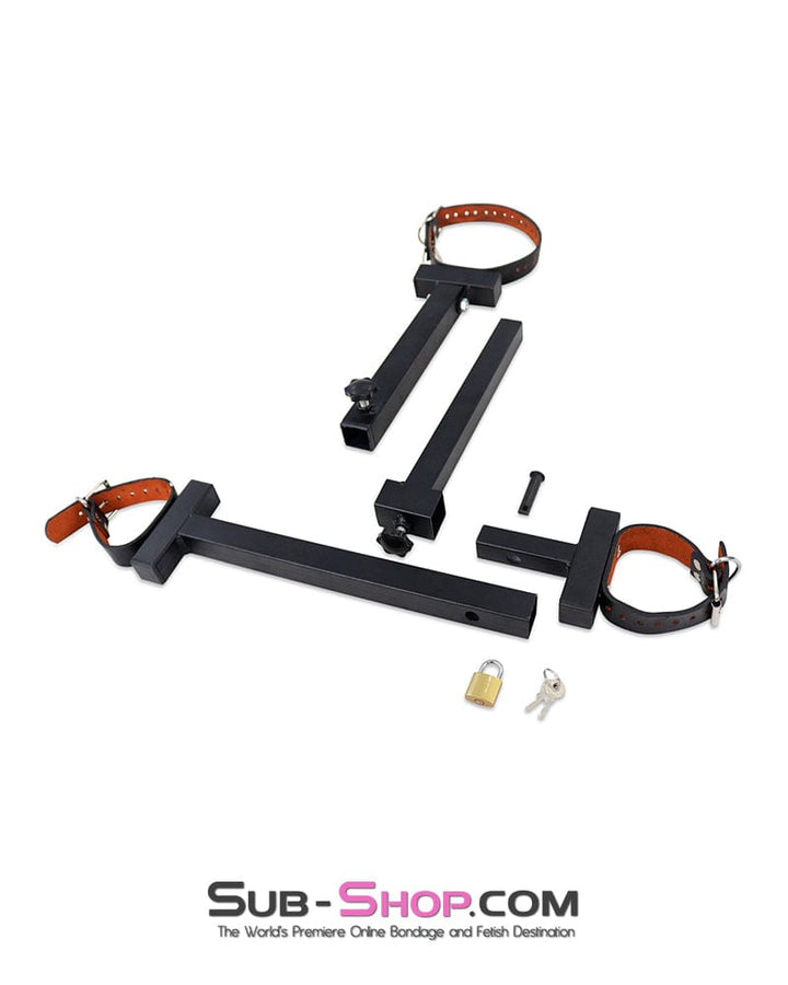 Steel Bondage 9849DL  Steel Adjustable Bondage Yoke with Leather Wrist Cuffs and Collar
