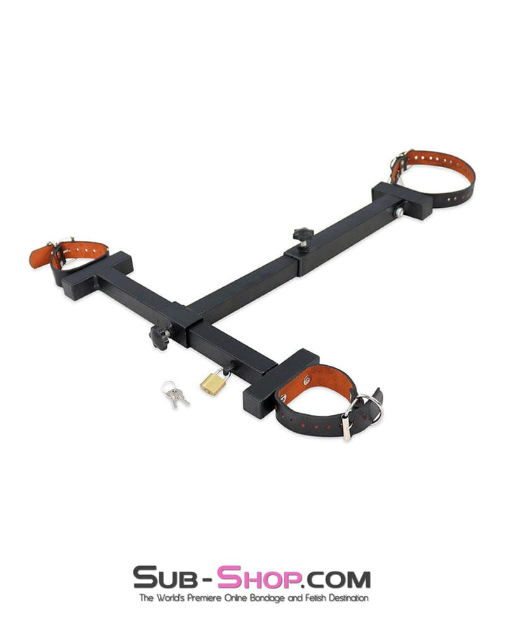 Steel Bondage 9849DL  Steel Adjustable Bondage Yoke with Leather Wrist Cuffs and Collar