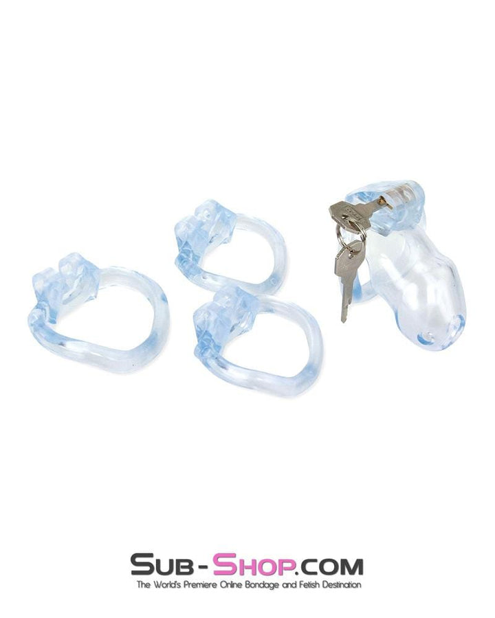 0398AE      Short Exposed in Chastity High Security Keyed Tumbler Locking Male Chastity with 4 Base Cock Ring Sizes Chastity   , Sub-Shop.com Bondage and Fetish Superstore