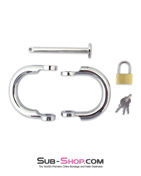0416M      Hinged Chrome Steel Handcuffs with Brass Lock Handcuffs   , Sub-Shop.com Bondage and Fetish Superstore