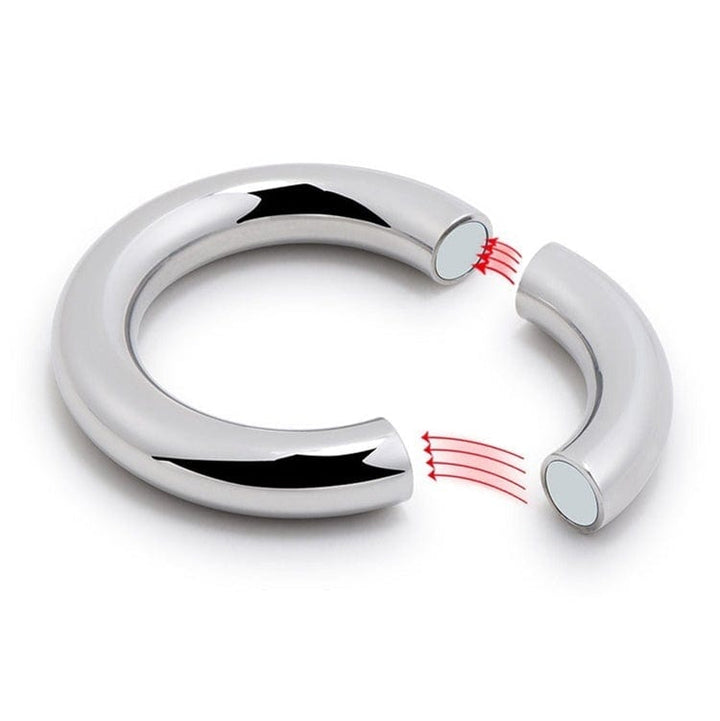 0685M      Babe Magnet Stainless Steel Magnetic Ball Stretcher Ring, Large Cock Ring   , Sub-Shop.com Bondage and Fetish Superstore