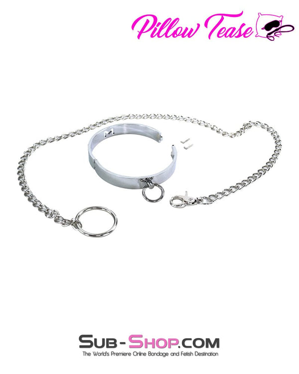0609DL      Steel Slave Boy Collar and Leash Set Collar   , Sub-Shop.com Bondage and Fetish Superstore