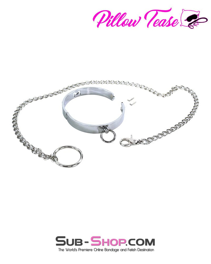 0609DL      Steel Slave Boy Collar and Leash Set Collar   , Sub-Shop.com Bondage and Fetish Superstore