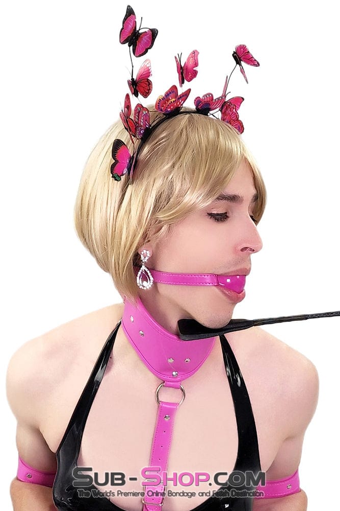 0601DL-SIS Hot Pretty Pink Sissy Rubber Ballgag on Hot Pink Strap Sissy , Sub-Shop.com Bondage and Fetish Superstore