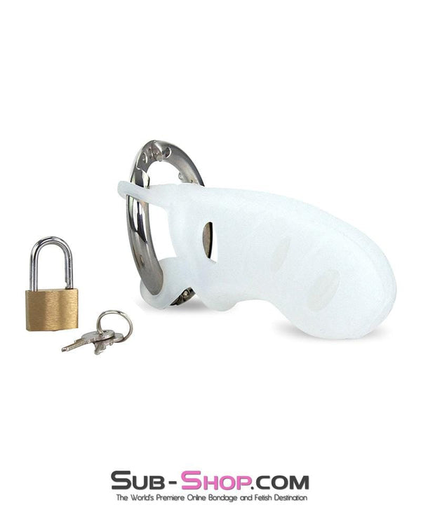 0733M      White Silicone Cock Blocker Locking Male Chastity Device Chastity   , Sub-Shop.com Bondage and Fetish Superstore