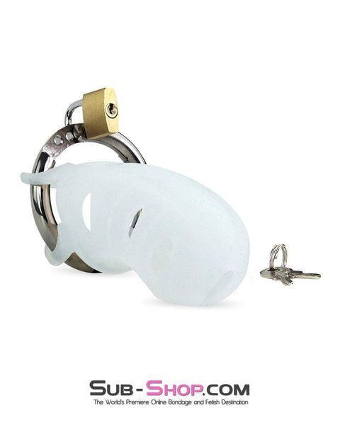 0733M      White Silicone Cock Blocker Locking Male Chastity Device - MEGA Deal MEGA Deal   , Sub-Shop.com Bondage and Fetish Superstore