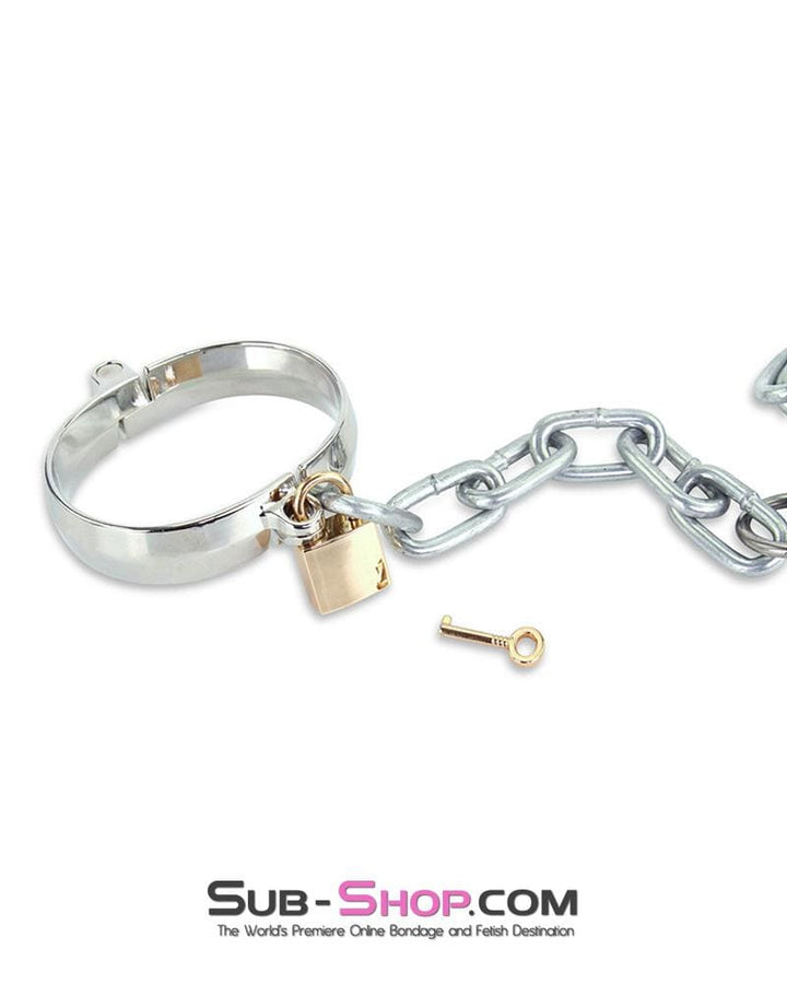 1848M     Chromed Steel Ankle Dungeon Irons with Chain and Padlocks Set Steel Bondage   , Sub-Shop.com Bondage and Fetish Superstore