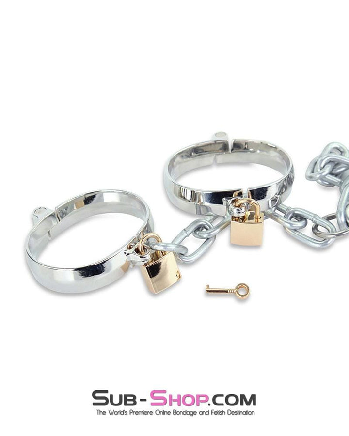 1848M     Chromed Steel Ankle Dungeon Irons with Chain and Padlocks Set Steel Bondage   , Sub-Shop.com Bondage and Fetish Superstore