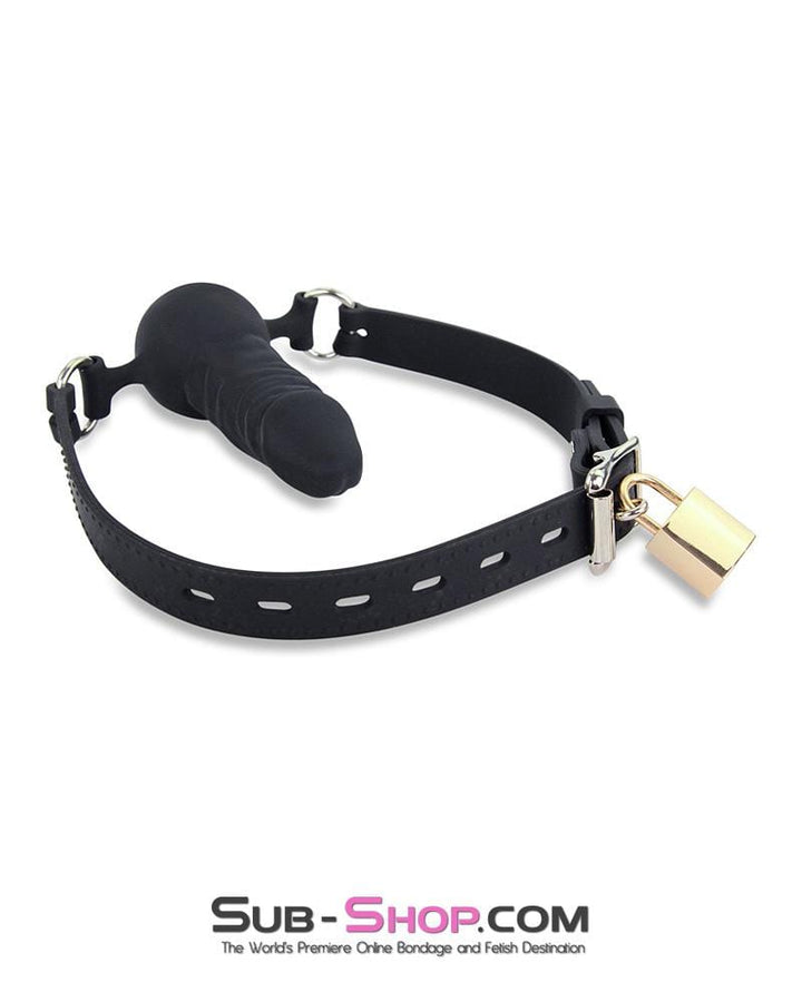 7941M      Black Locking Silicone Penis Ball Gag Gags   , Sub-Shop.com Bondage and Fetish Superstore