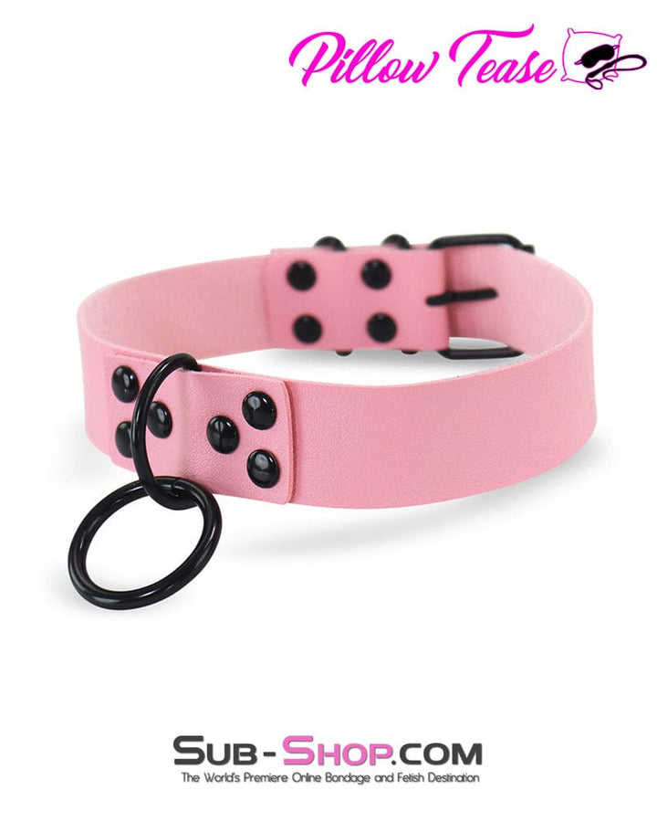0811DL      Pink Gothic Bondage Collar with Black Hardware Collar   , Sub-Shop.com Bondage and Fetish Superstore