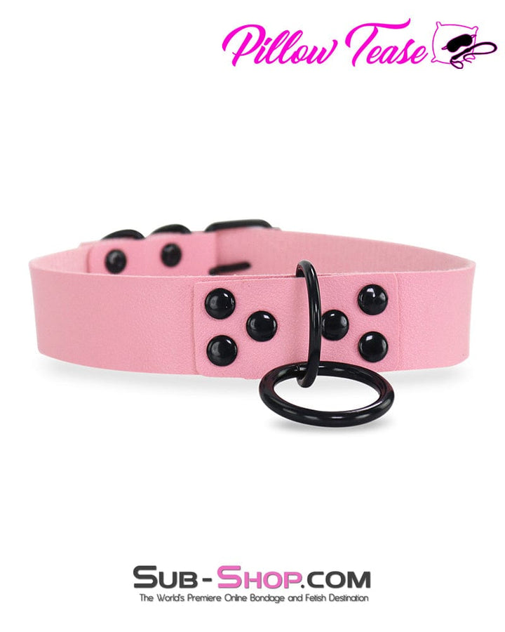 0811DL      Pink Gothic Bondage Collar with Black Hardware Collar   , Sub-Shop.com Bondage and Fetish Superstore