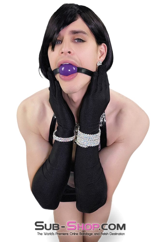 0833DL-SIS Purple Rubber Ballgag on Black Strap Sissy , Sub-Shop.com Bondage and Fetish Superstore
