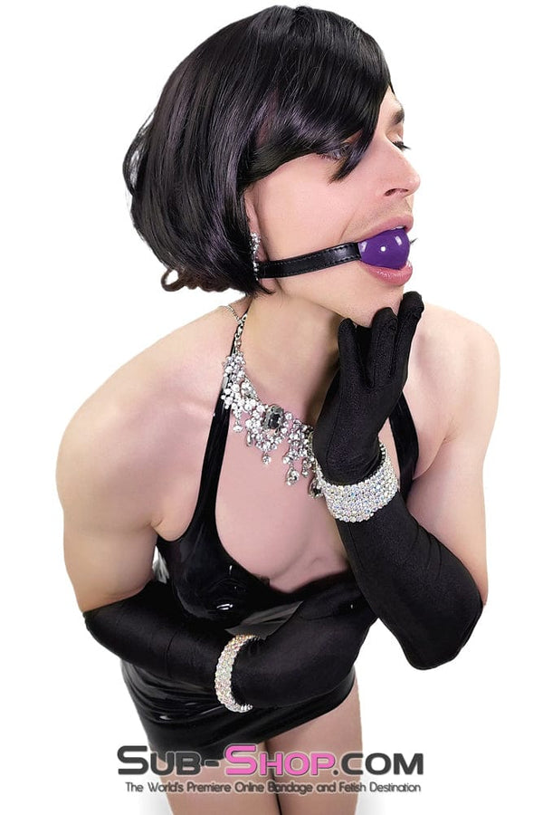 0833DL-SIS Purple Rubber Ballgag on Black Strap Sissy , Sub-Shop.com Bondage and Fetish Superstore