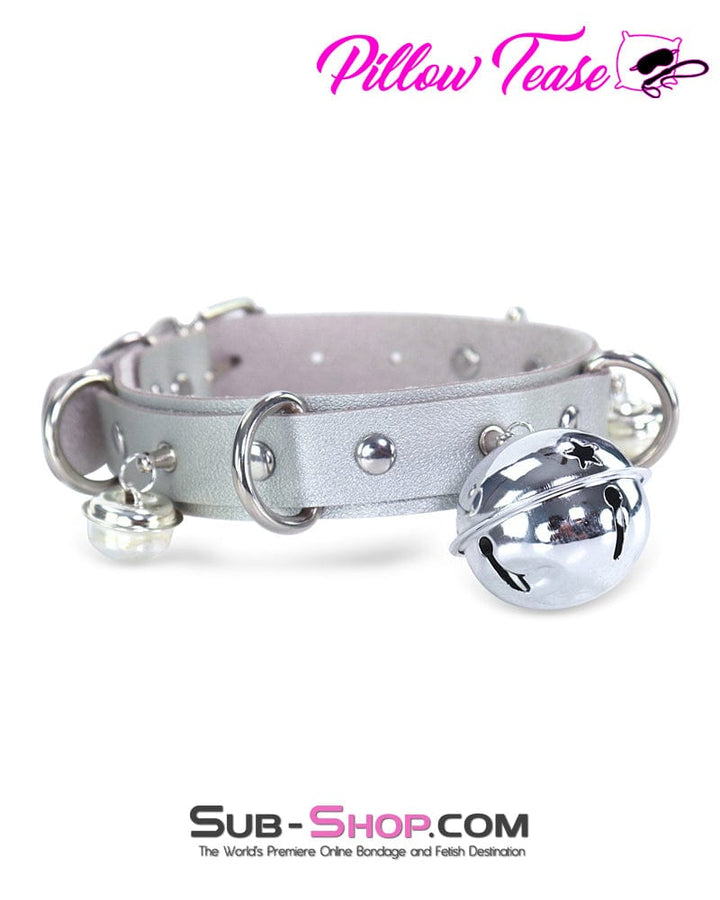 0836DL      Slave Pet Belled Silver Bondage Collar Collar   , Sub-Shop.com Bondage and Fetish Superstore