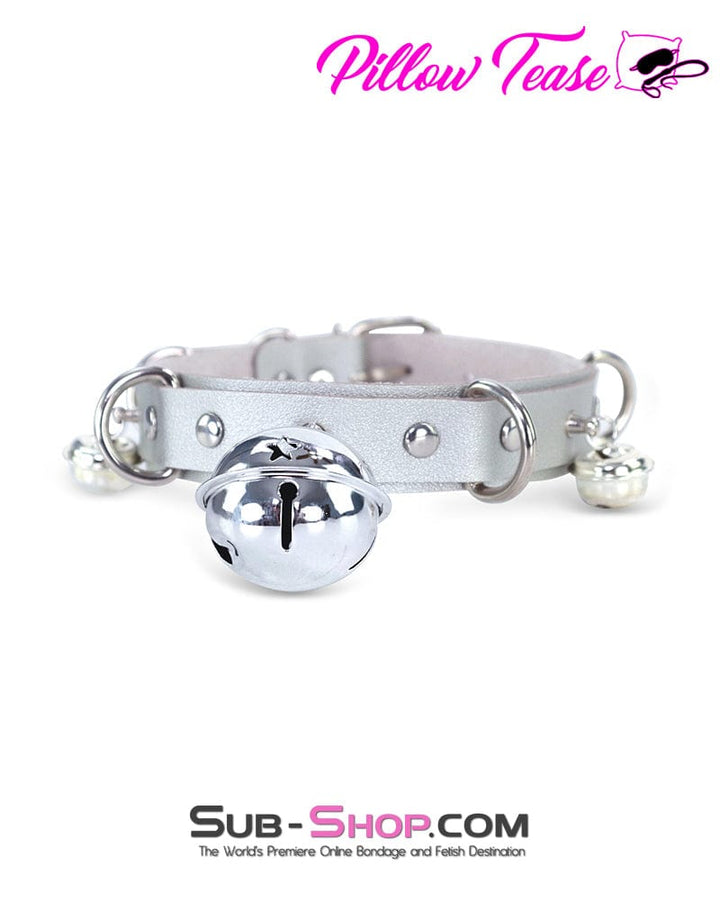 0836DL      Slave Pet Belled Silver Bondage Collar Collar   , Sub-Shop.com Bondage and Fetish Superstore