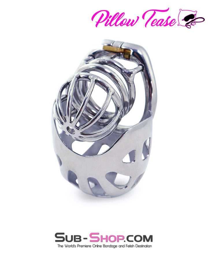 0995AR      Balls and All Full Coverage Locking Steel Chastity Device, 2" Cock Ring Chastity   , Sub-Shop.com Bondage and Fetish Superstore