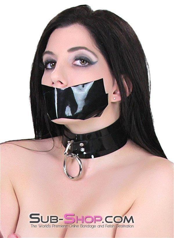 0607A      Something Shiny Black Luxe PVC Collar Collar   , Sub-Shop.com Bondage and Fetish Superstore