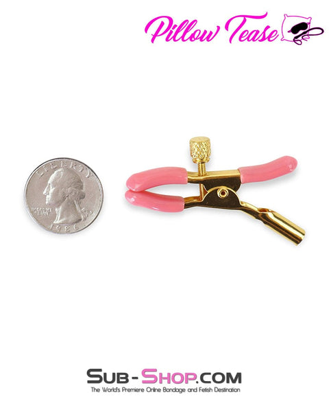 1102M      Pink Rubber Adjustable Gold Nipple Clamps - LAST CHANCE - Final Closeout! MEGA Deal   , Sub-Shop.com Bondage and Fetish Superstore