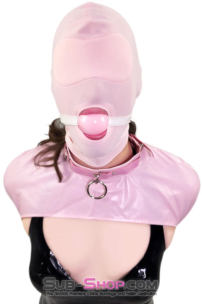 0445DL-SIS Pink Pretty Sissy Slave Rubber Ballgag on BDSM Mistress White Strap Sissy , Sub-Shop.com Bondage and Fetish Superstore