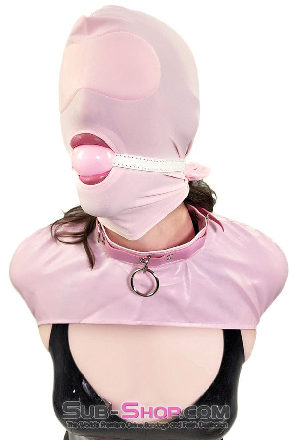 0445DL-SIS Pink Pretty Sissy Slave Rubber Ballgag on BDSM Mistress White Strap Sissy , Sub-Shop.com Bondage and Fetish Superstore