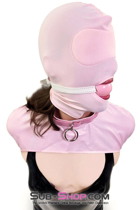 1145DL-SIS      Pink Sissy Spandex Open Mouth Hood with Sewn In Blindfold Sissy   , Sub-Shop.com Bondage and Fetish Superstore